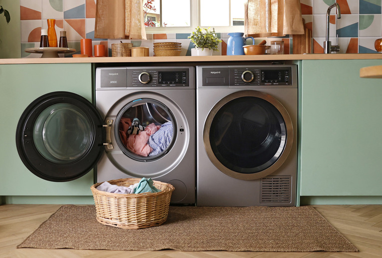 Tumble dryer in a laundry room