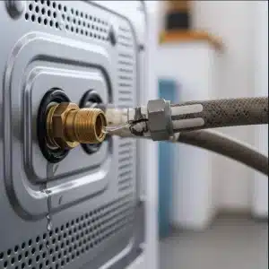 Washing machine hose connection leaking water.